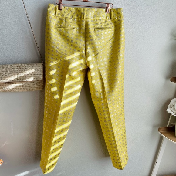 Ann Taylor LOFT Yellow Metallic Career Pants 8 - Picture 4 of 10